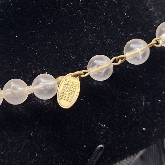 Miriam Haskell Clear Beaded Floral Choker Collar Necklace 17in - Picture 5 of 6